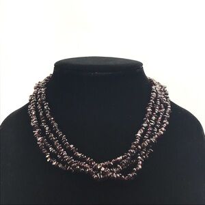 Sterling Silver 4 Strand Garnet Chip Necklace